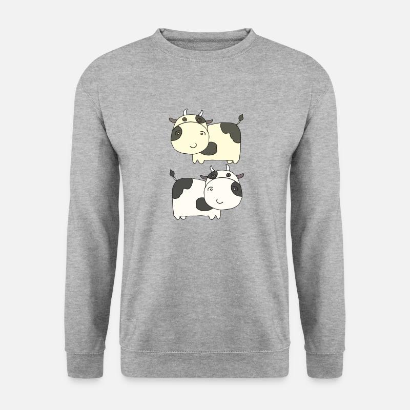 kuh zweifach - Unisex Pullover - Weißgrau meliert
