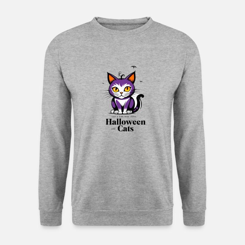 Halloween Katze süß - Unisex Pullover - Weißgrau meliert