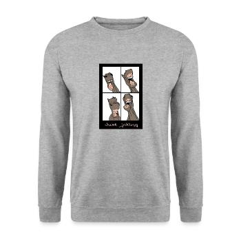 « Je plaisante » - Sweat-shirt Unisexe - gris chiné - Devant - Alina (178cm) & Michal (187cm)