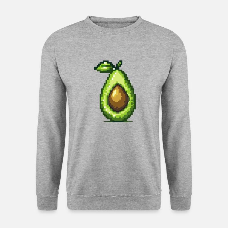 Avokado Pixel Symbol - Unisex Pullover - Weißgrau meliert