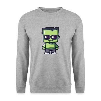 Zombie Halloween Cool - Sweat-shirt Unisexe - gris chiné - Devant - Alina (178cm) & Michal (187cm)