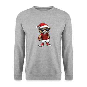Noël guépard Noël - Sweat-shirt Unisexe - gris chiné - Devant - Alina (178cm) & Michal (187cm)