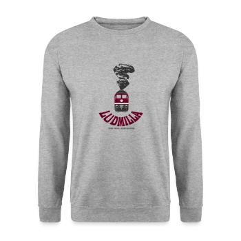Ludmila in front of smoke BR 130 131 132 230 231 232 - Unisex Sweatshirt - salt & pepper - Front - Alina (178cm) & Michal (187cm)