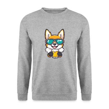 Chihuahua Hund Ski Bier - Unisex Pullover - Weißgrau meliert - Vorne - Alina (178cm) & Michal (187cm)