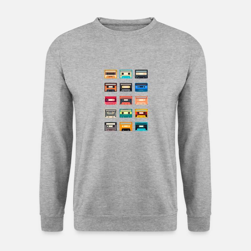 Retro Kassette 70s 80s 90s - Unisex Pullover - Weißgrau meliert