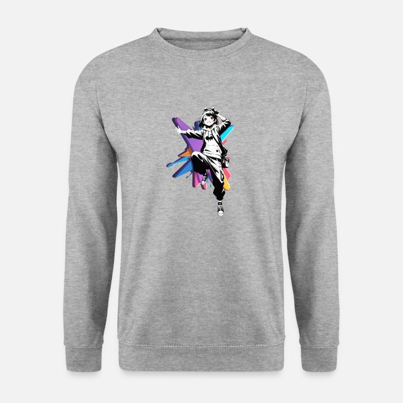 Streetart Mädchen 23246 - Unisex Pullover - Weißgrau meliert