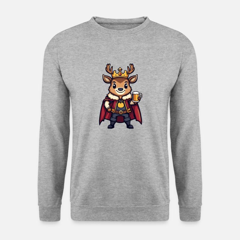Hirsch Bier Lustig - Unisex Pullover - Weißgrau meliert