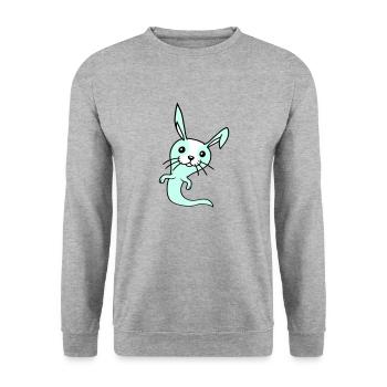 Bunny Ghost Ghost Haunting Halloween Creepy Cute - Unisex Sweatshirt - salt & pepper - Front - Alina (178cm) & Michal (187cm)