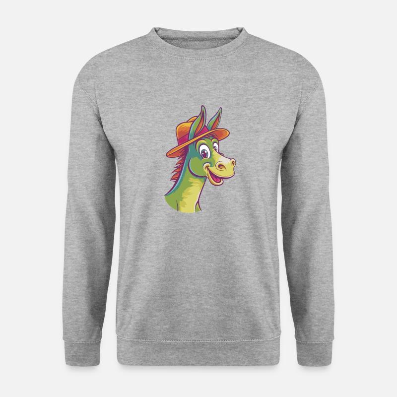 Fröhlicher Esel - Unisex Pullover - Weißgrau meliert