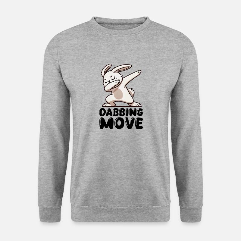 hase rabbit dabbing - Unisex Pullover - Weißgrau meliert