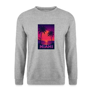 Rétro Coucher de soleil des années 90, Miami Beach - Sweat-shirt Unisexe - gris chiné - Devant - Alina (178cm) & Michal (187cm)