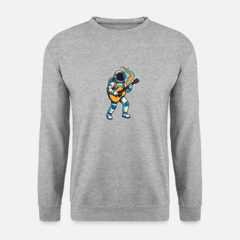 Cosmic Jam – Astronaut Rockt - Unisex Pullover - Weißgrau meliert