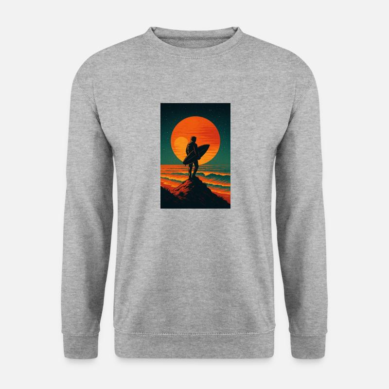 Sunset Seeker – Surf the Stars - Unisex Pullover - Weißgrau meliert