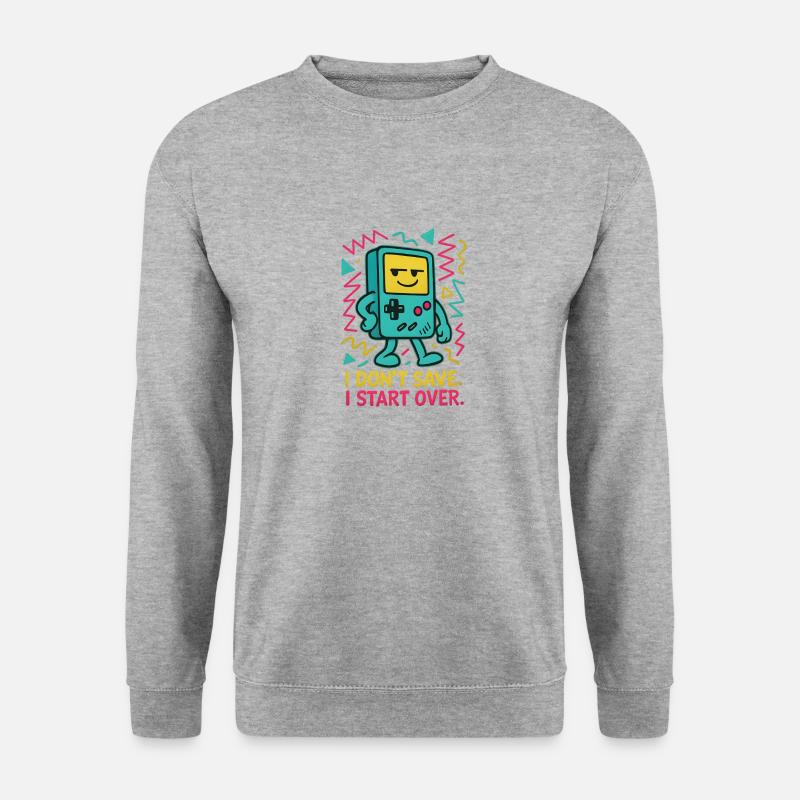 Retro Gamer – Start Over - Unisex Pullover - Weißgrau meliert