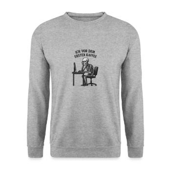 Vor dem ersten Kaffee - Unisex Pullover - Weißgrau meliert - Vorne - Alina (178cm) & Michal (187cm)