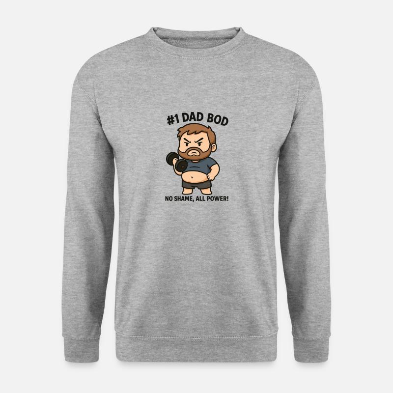 Dad Bod - Keine Schande, alle Kraft! - Unisex Pullover - Weißgrau meliert