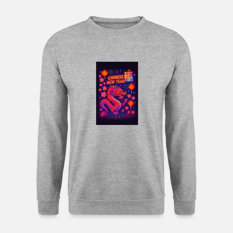 Bild zum chinesischen Neujahrsfest - Unisex Pullover - Weißgrau meliert