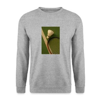 Sport - Badminton, Ball und Schläger - Unisex Pullover - Weißgrau meliert - Vorne - Alina (178cm) & Michal (187cm)