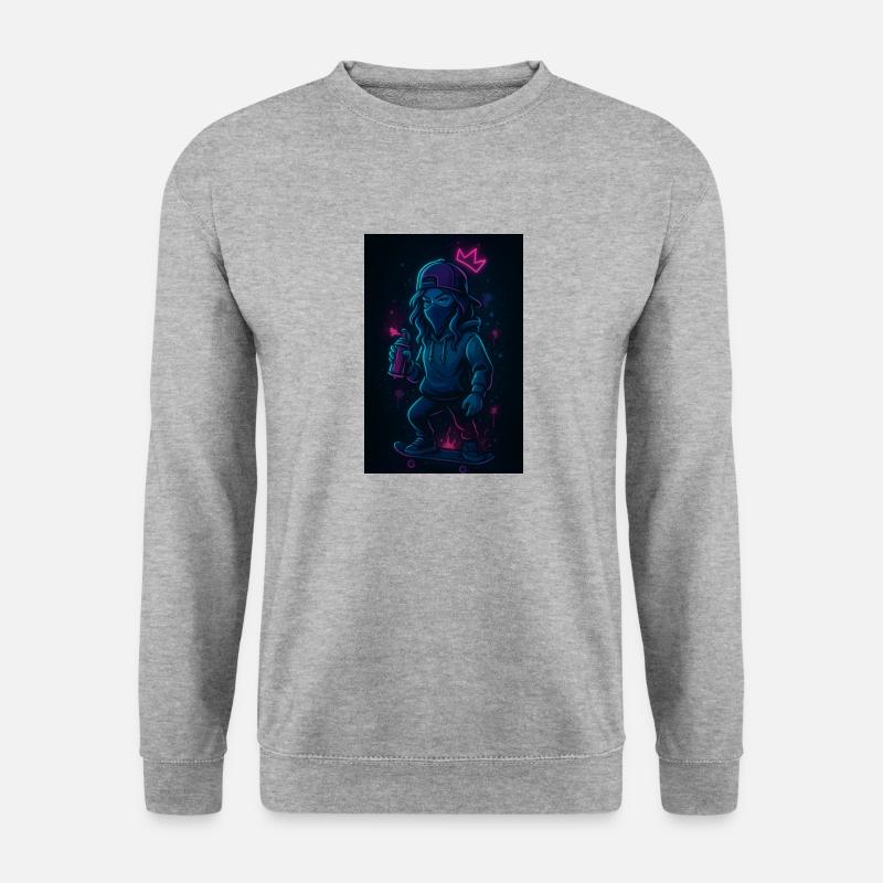 Neon Graff Queen – Ride the Night - Unisex Pullover - Weißgrau meliert