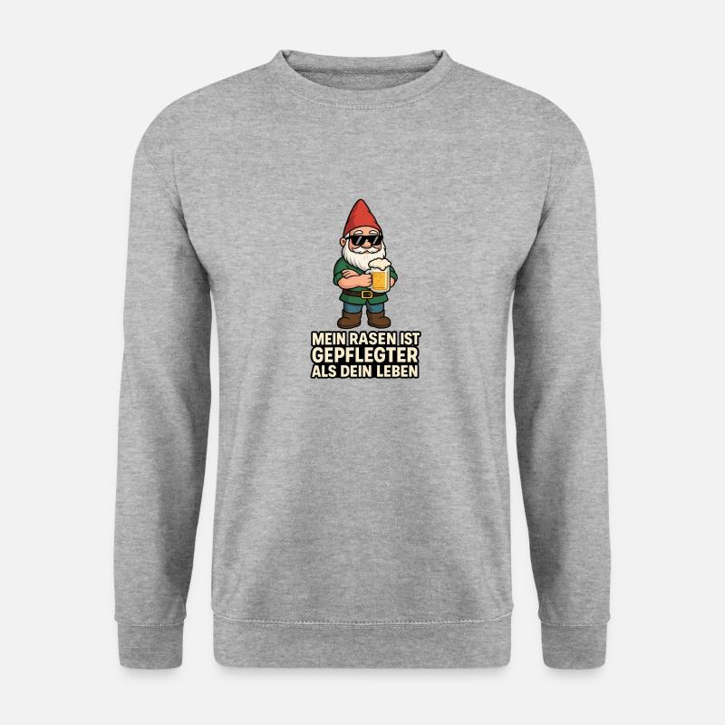 Gartenzwerg - Unisex Pullover - Weißgrau meliert