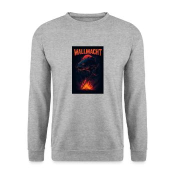 WALLMACHT – Der Herr der Tiefe - Unisex Pullover - Weißgrau meliert - Vorne - Alina (178cm) & Michal (187cm)