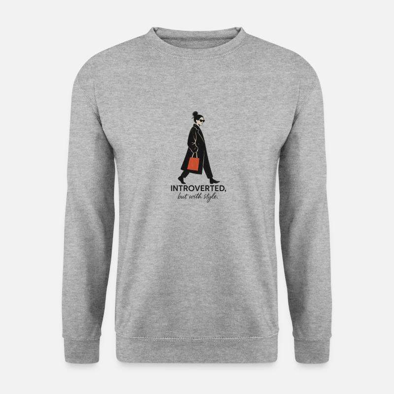 Introvertiert, aber mit Stil. - Unisex Pullover - Weißgrau meliert