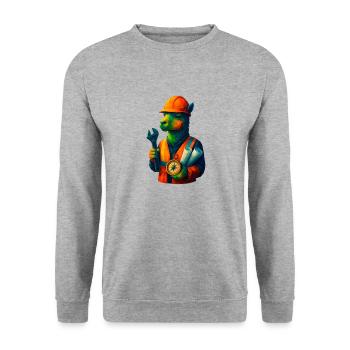 WPAP Style Animals - Alpaca Engineer with Safety Helmet - Unisex Sweatshirt - salt & pepper - Front - Alina (178cm) & Michal (187cm)