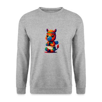 WPAP Polygon Kawaii Stil Tiere Baby Alpaka Yoga - Unisex Pullover - Weißgrau meliert - Vorne - Alina (178cm) & Michal (187cm)