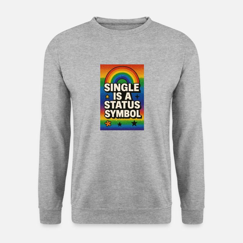 Single ist ein Statussymbol Regenbogen - Unisex Pullover - Weißgrau meliert