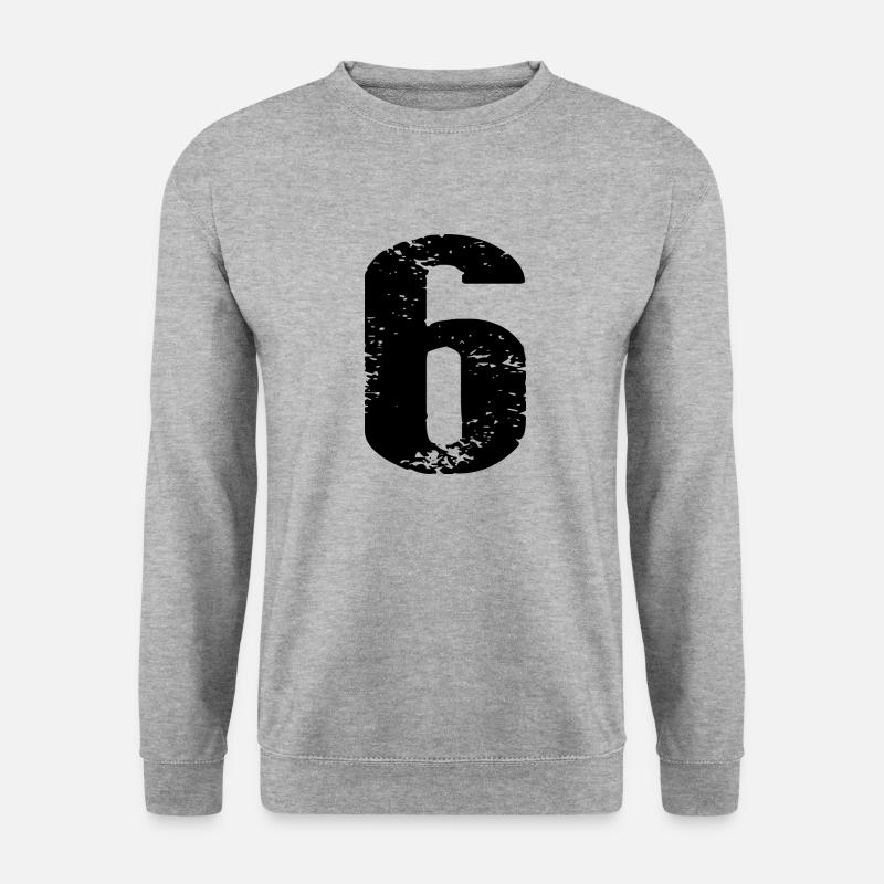 6 Zahl Trikot - Unisex Pullover - Weißgrau meliert