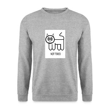 Not Tired CAT - Unisex Pullover - Weißgrau meliert - Vorne - Alina (178cm) & Michal (187cm)