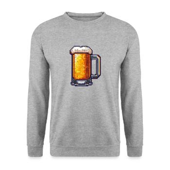 Beer Mug Pixel Beer - Unisex Sweatshirt - salt & pepper - Front - Alina (178cm) & Michal (187cm)