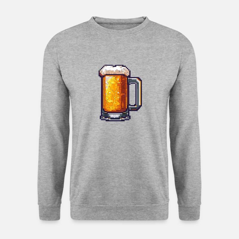 Bierkrug Pixel Bier - Unisex Pullover - Weißgrau meliert