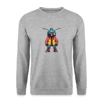 Ameise Lustig Winter - Unisex Pullover - Weißgrau meliert - Vorne - Alina (178cm) & Michal (187cm)