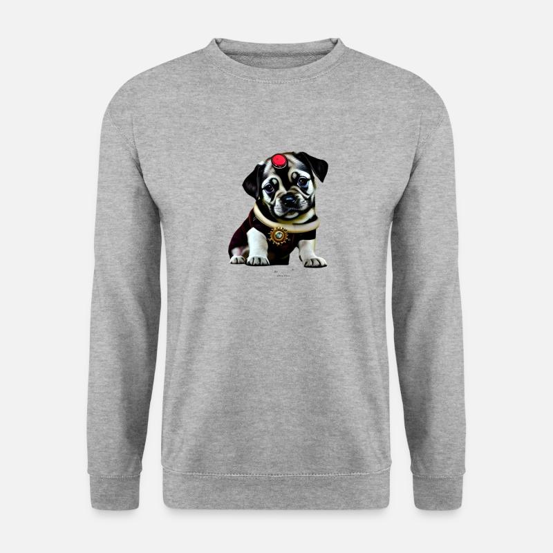 Steampunk - Dog - Unisex Pullover - Weißgrau meliert