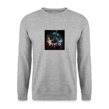 Hands that hold light/energy - Unisex Sweatshirt - salt & pepper - Front - Alina (178cm) & Michal (187cm)