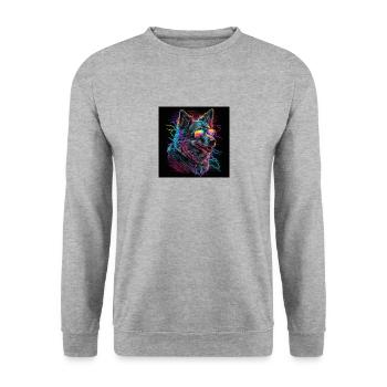 Dog with neon colors, synthwave / 80s - Unisex Sweatshirt - salt & pepper - Front - Alina (178cm) & Michal (187cm)