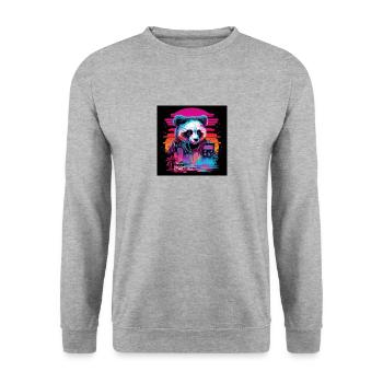 Panda with neon colors, synthwave / 80s - Unisex Sweatshirt - salt & pepper - Front - Alina (178cm) & Michal (187cm)