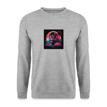 Lion with neon colors, synthwave / 80s - Unisex Sweatshirt - salt & pepper - Front - Alina (178cm) & Michal (187cm)