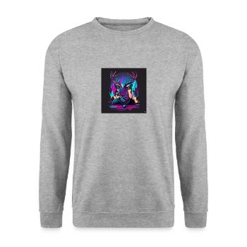 Deer with neon colors, synthwave / 80s - Unisex Sweatshirt - salt & pepper - Front - Alina (178cm) & Michal (187cm)