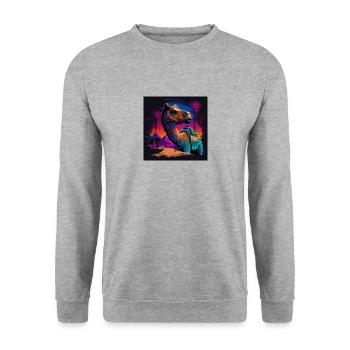 Camel with neon colors, synthwave / 80s - Unisex Sweatshirt - salt & pepper - Front - Alina (178cm) & Michal (187cm)