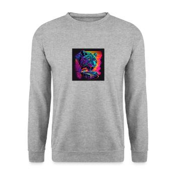 Jaguar with neon colors, synthwave / 80s - Unisex Sweatshirt - salt & pepper - Front - Alina (178cm) & Michal (187cm)