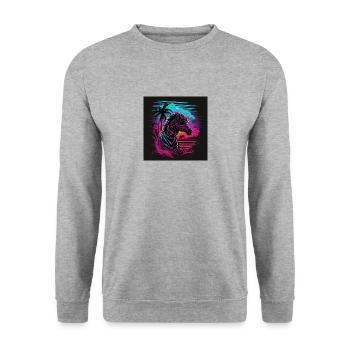 Zèbre aux couleurs néon, synthwave / 80s - Sweat-shirt Unisexe - gris chiné - Devant - Alina (178cm) & Michal (187cm)