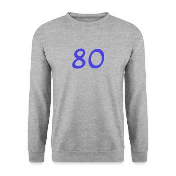 80. 80 JAHRE. 80-JÄHRIGES JUBILÄUM. 80. GEBURTSTAG. - Unisex Pullover - Weißgrau meliert - Vorne - Alina (178cm) & Michal (187cm)
