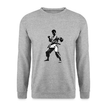 Karate Fighter - Martial Arts Sports Sticker - Unisex Sweatshirt - salt & pepper - Front - Alina (178cm) & Michal (187cm)
