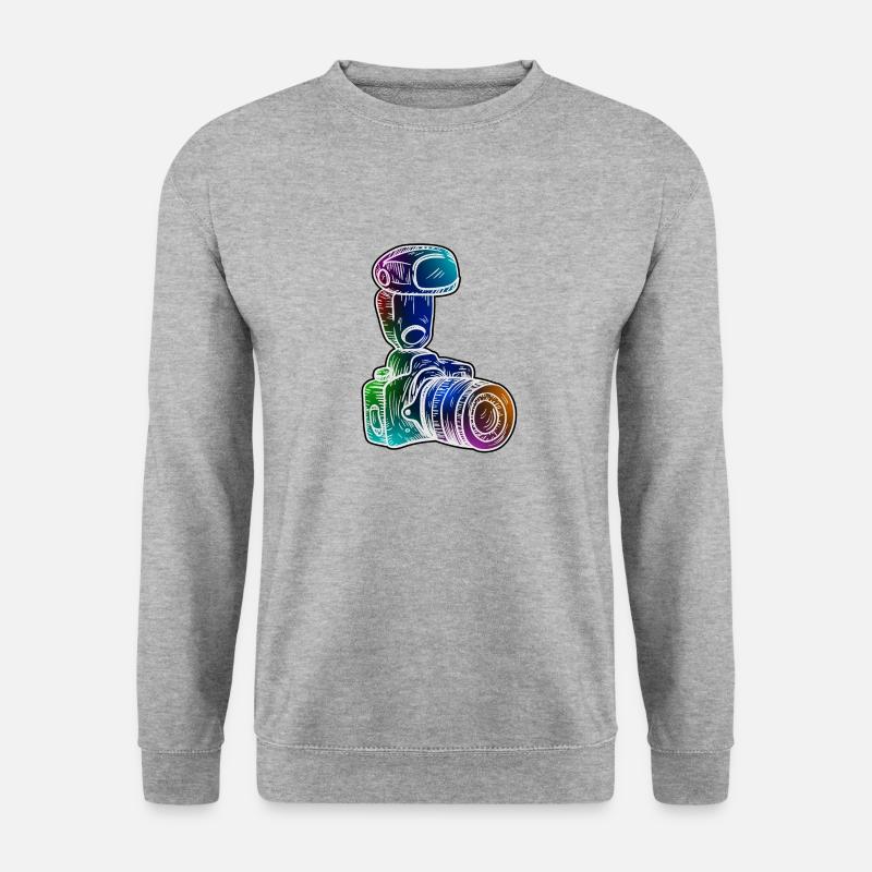 Spiegelreflex Kamera mit Blitz - Unisex Pullover - Weißgrau meliert