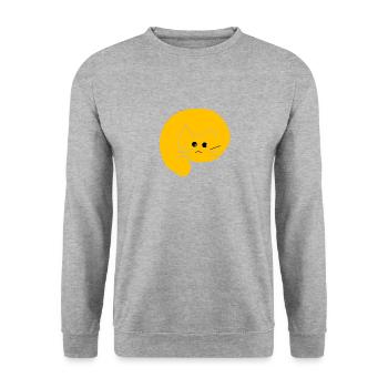Katze gelb - Unisex Pullover - Weißgrau meliert - Vorne - Alina (178cm) & Michal (187cm)