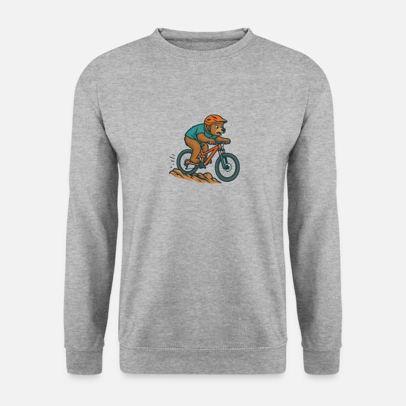 Downhill Bär auf Bike – Wild & Abenteuerlustig - Unisex Pullover - Weißgrau meliert