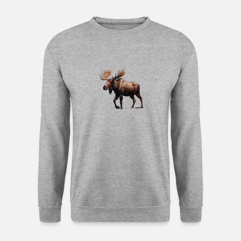 Elch - Unisex Pullover - Weißgrau meliert