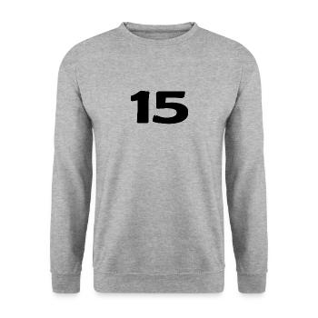 15. 15 YEARS. 15th ANNIVERSARY. 15 YEAR ANNIVERSARY. - Unisex Sweatshirt - salt & pepper - Front - Alina (178cm) & Michal (187cm)